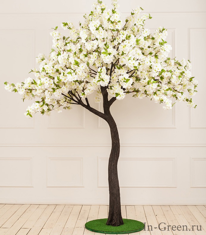 Яблоня цветущая белая на подставке искусственная, от 270 до 290 см