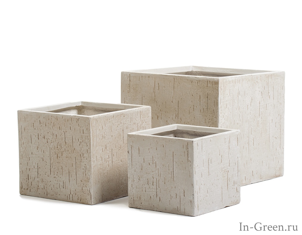 Кашпо Treez Ergo Cork куб, белый песок, от 24 до 40 см