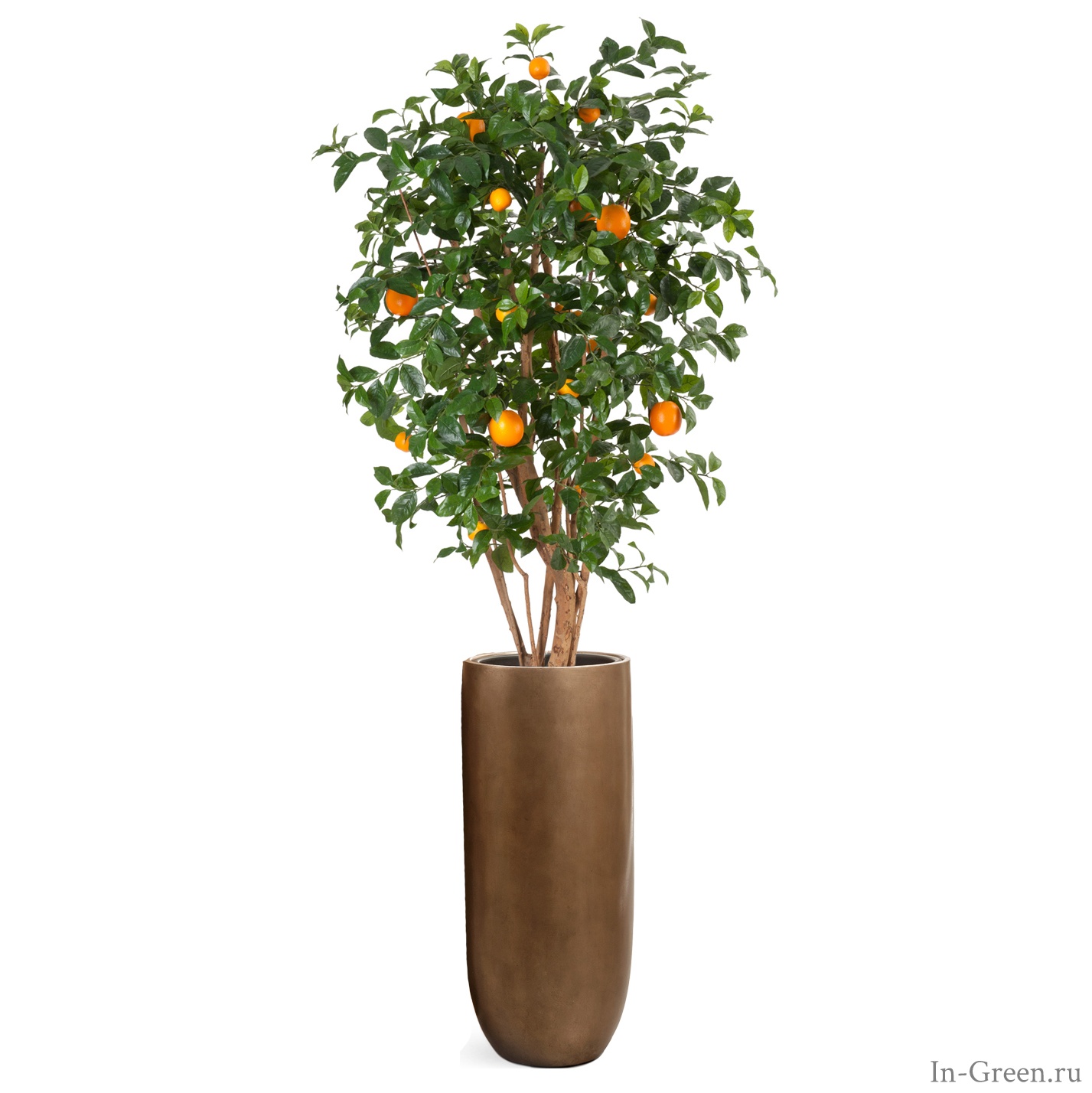Апельсиновое дерево искусственное с плодами в кашпо тёмное золото | 255 см