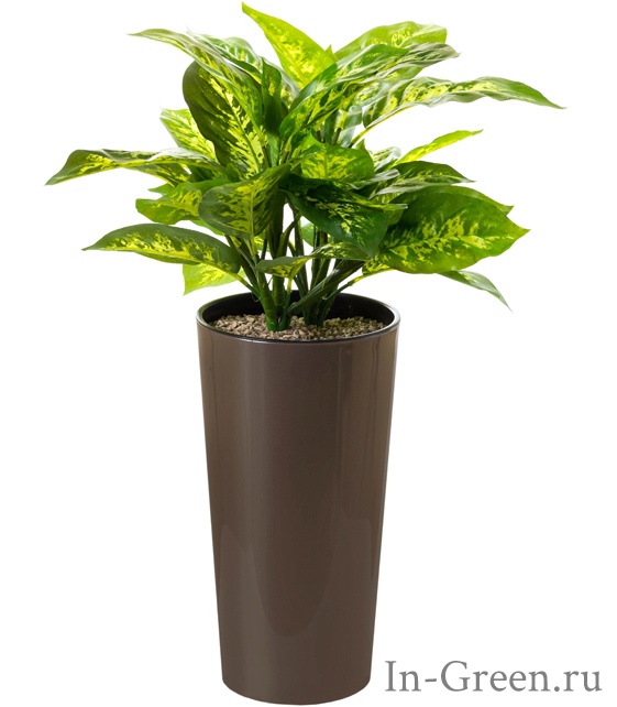 Диффенбахия искусственная бело-зеленая куст (sensitive botanic) в высоком кашпо | 65 см