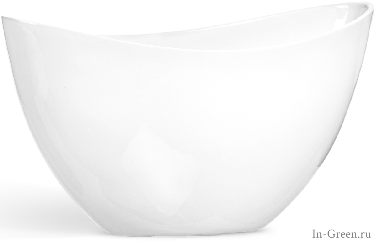 Кашпо Treez Effectory Gloss ваза лодка, белый глянцевый лак | 37 см