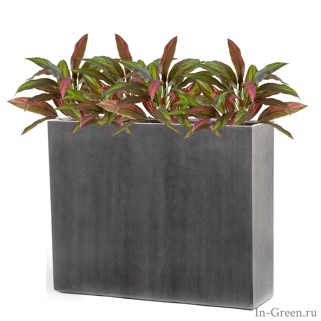 Драцена бордово-зелёная куст искусственный (sensitive botanic) в кашпо тёмно-серый бетон | 115 см