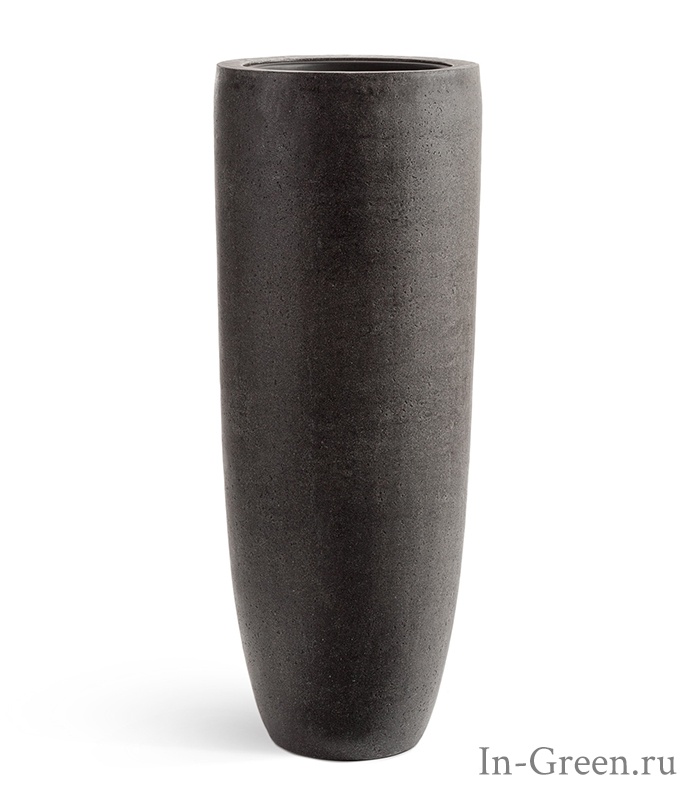 Кашпо Treez Effectory Stone высокий конус, тёмно-серый камень | 45 см