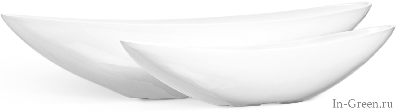 Кашпо Treez Effectory Gloss ваза лодка, белый глянцевый лак, от 65 до 90 см
