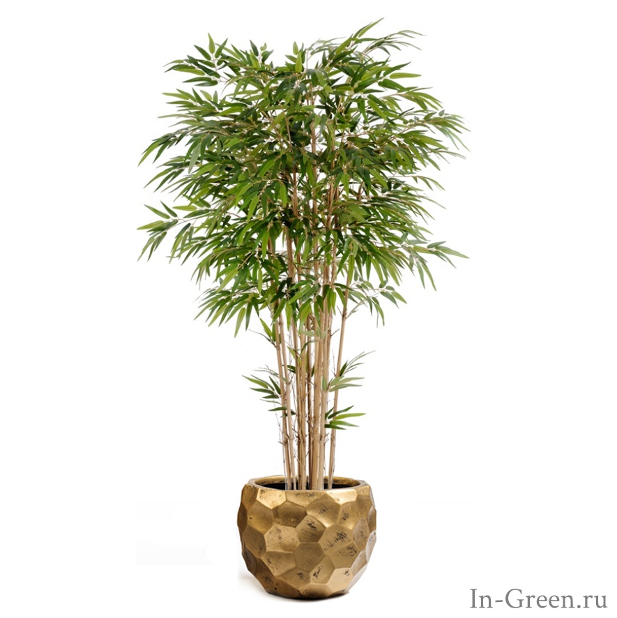 Бамбук искусственный Натуральный в кашпо застаренное золото | 150 см