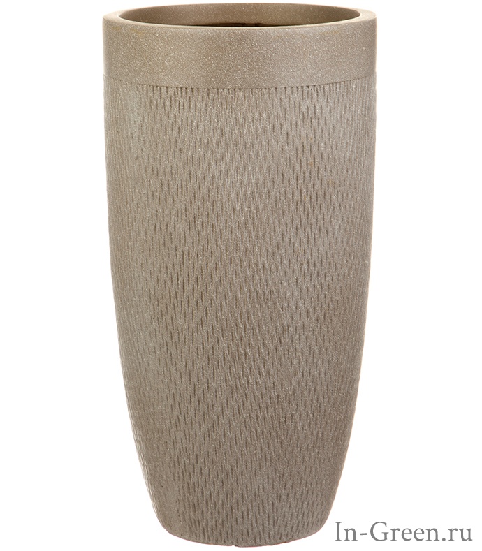 Кашпо Лотус высокое круглое серо-коричневое, от 24 до 38 см